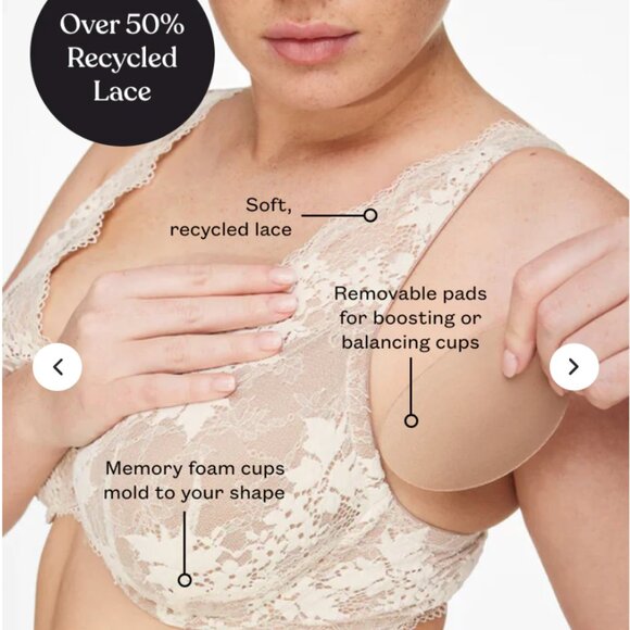 Thirdlove All Day Lace Uplift Plunge Lace Contour 24/7 Bra 36E - Picture 3 of 11